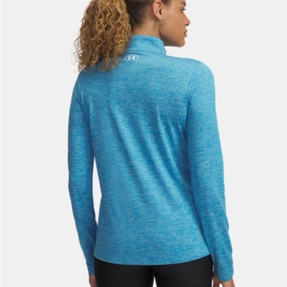 Under Armour Women's Tech Twist Half Zip Heathered Blue Long Sleeve Shirt - Picture 2 of 13